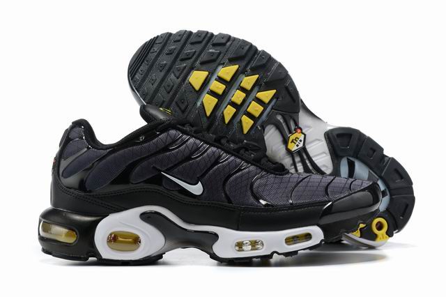 Nike Air Max Plus Tn Men's Running Shoes Black White Yellow-53 - Click Image to Close